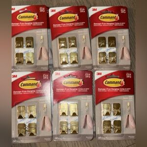 12 PACKS OF 4 SMALL GOLD METALLIC COMMAND HOOKS
